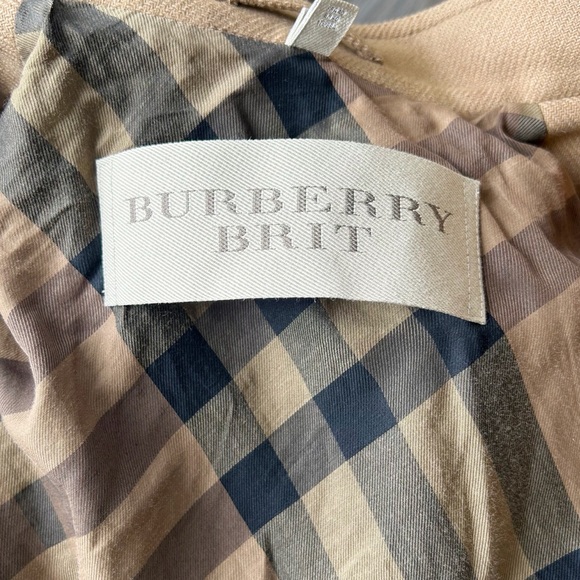 Burberry Camel Tan Brown Wool Peplum Double Breasted Coat Size 8 - Picture 9 of 15